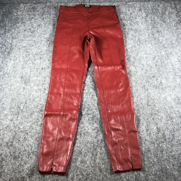 Zara Trafaluc Pants Womens Medium Red Legging Collection Faux Leather Skinny - Picture 1 of 10